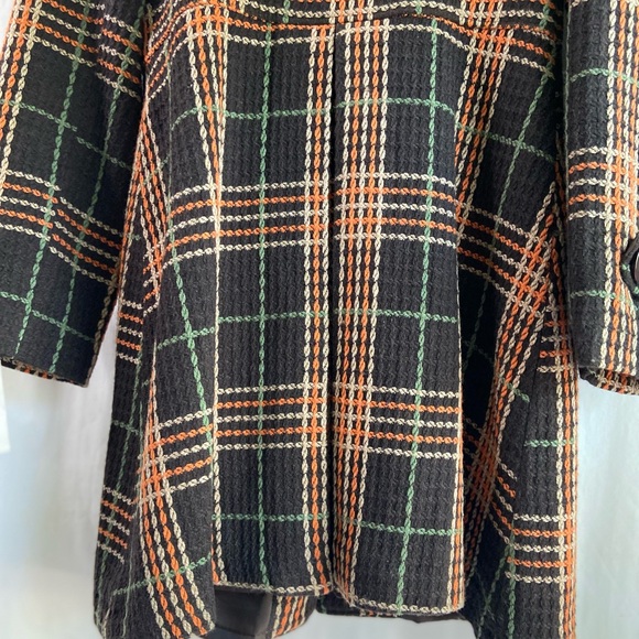 VNTG Nick and Mo retro wool blend brown woven tartan plaid coat. SZ M - Picture 7 of 11